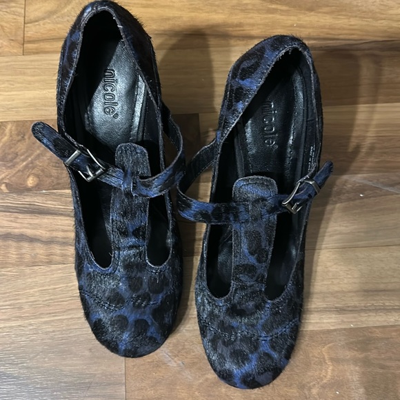 Nicole Shoes - Sophia Webster for NICOLE Calf Hair Blue Leopard High Heels Womens Shoes Sz 7.5